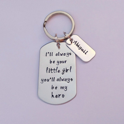 Personalized Dad keyring keychain - personalized daddy daughter keychain - I'll always be your little girl - gift present for dad daddy