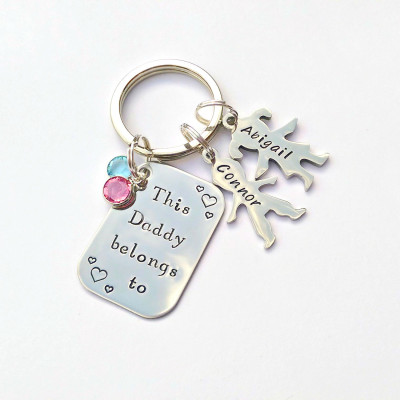 Personalized Daddy keyring - personalized Daddy keychain - Personalized fathers day present - this daddy belongs to - Personalized dad gift