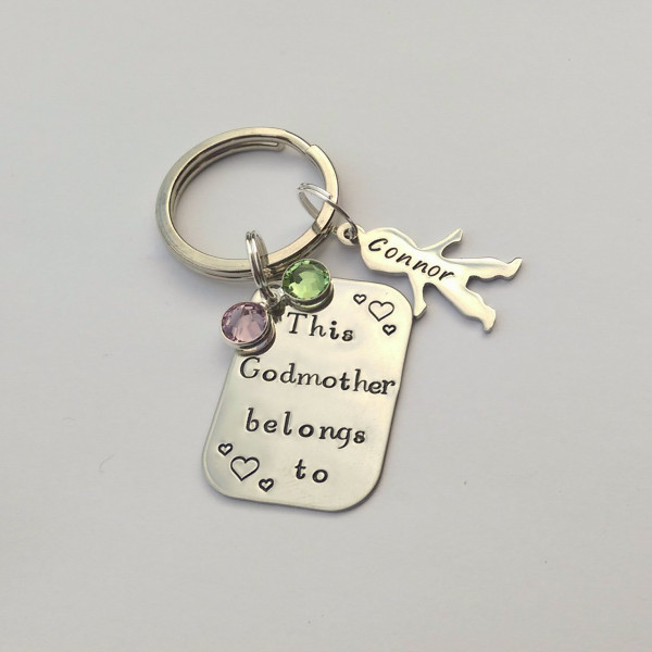 Personalized Godmother present - personalized godmother keychain gift - This Godmother belongs to - Personalized christening gift present