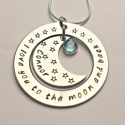 Personalized I love you to the moon and back necklace moon and back - birthday gift - moon necklace