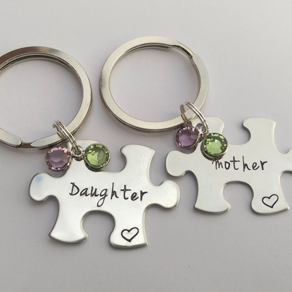 Personalized Mother Daughter gift - jigsaw keyring - mother daughter matching set - mom daughter set - puzzle keyring - gift for daughter
