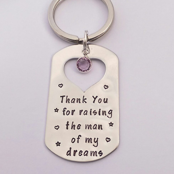 Personalized Mother of the groom gift - pesonalised mother in law gift - Thank you for raising the man of my dreams Personalized keyring