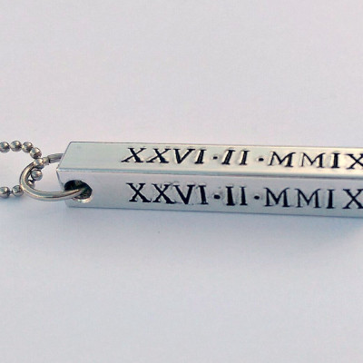 Personalized Roman numerals date necklace - personalized date necklace - mens Personalized jewellery - gift present for him dad husband