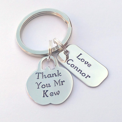 Personalized Teacher gift - Personalized teacher apple keyring - Personalized end of year teacher gift - thank you teacher gift - TA gift