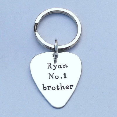 Personalized brother gift - present for brother - brother keyring - guitar pick keychain - plectrum keyring - gifts for men - mens keyring