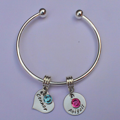 Personalized charm bracelet - charm bangle - name charms - birthdate charms mum bracelet - grandma bracelet - gift for nanny