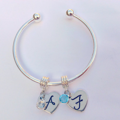 Personalized charm bracelet - personalized bracelet - Personalized gift for mum - Personalized initial charms - birthstone jewellery