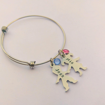 Personalized charm bracelet - unique bracelet - unique gift for her - name charm present for mum - children