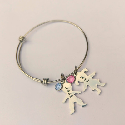 Personalized charm bracelet - unique bracelet - unique gift for her - name charm present for mum - children