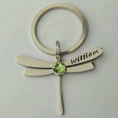 Personalized dragonfly keyring - personalized dragonfly keychain - dragonfly gift - dragonfly present - Personalized gift for her mum mom