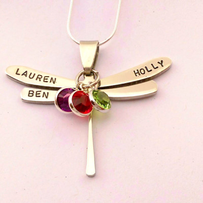 Personalized dragonfly necklace - personalized name necklace - Personalized gift present for daughter mum mom sister auntie grandma nanny