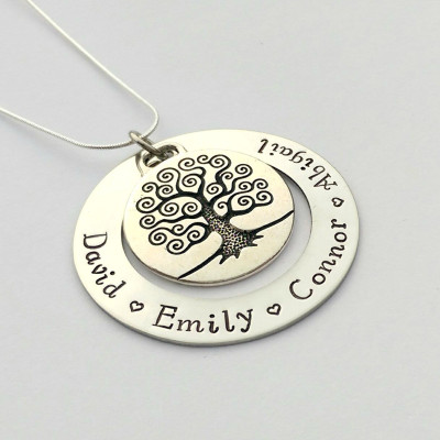 Personalized family tree necklace - family name necklace gift for nanny grandma auntie granny - birthday gift