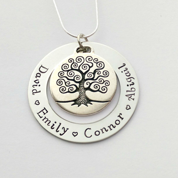 Personalized family tree necklace - family name necklace gift for nanny grandma auntie granny - birthday gift