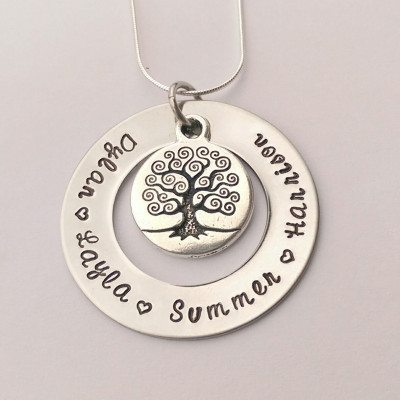 Personalized family tree necklace - Personalized gift for mum - personalized gift for her - birthday gift - gift for nanny grandma