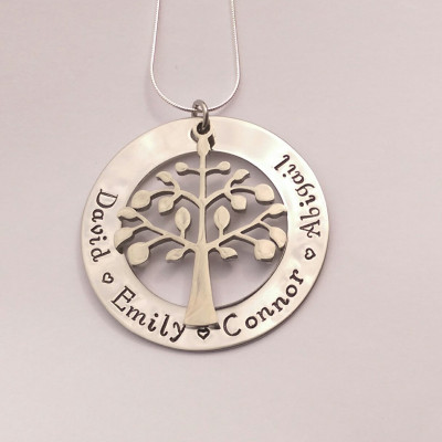 Personalized family tree necklace - unique family gift birthday gift - gift from grandkids - gift for nanny