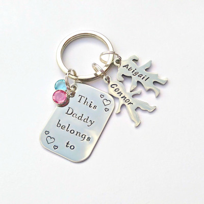 Personalized fathers day gift - personalized Dad keychain - Personalized fathers day keyring - this daddy belongs to - Personalized daddy gift