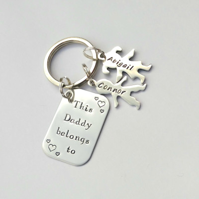 Personalized fathers day gift - personalized Dad keychain - Personalized fathers day keyring - this daddy belongs to - Personalized daddy gift