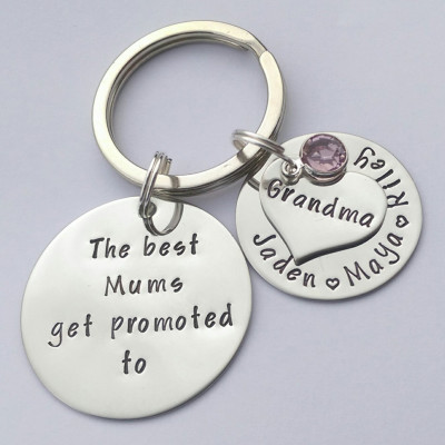 Personalized gift for Nanny - the best mums get promoted - gift from grandkids - gift for granny grandma - birthday gift - name keyring kids