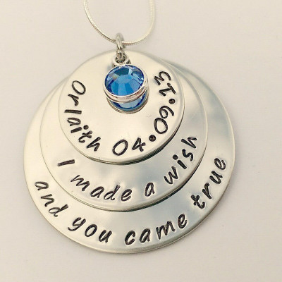Personalized gift for mum - custom necklace - I made a wish and you came true - unique gift for her - new mum gift - present for mum