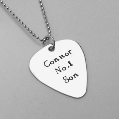 Personalized guitar pick necklace - son present - gift for son - Plectrum pendant - birthday gift for son - mens jewellery