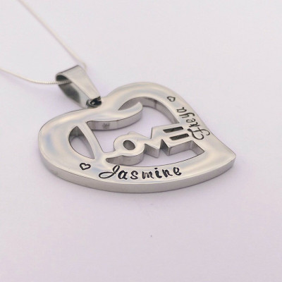 Personalized heart necklace - love necklace - name necklace - birthday gift - mum necklace anniversary gift