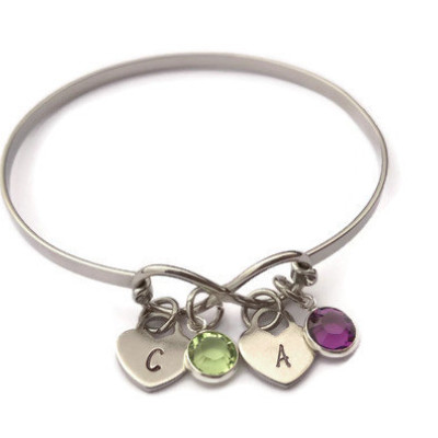 Personalized infinity bracelet - couples infinity bracelet - initial bracelet - birthstone bracelet girlfriend