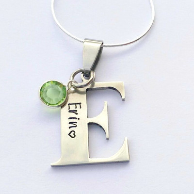 Personalized letter necklace - initial necklace unique necklace custom initial necklace - birthstone jewelry