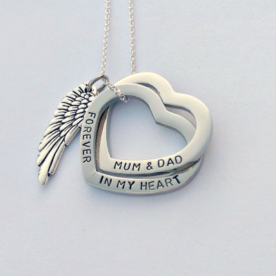 Personalized memorial gift - Personalized memorial jewellery - forever in my heart necklace - angel wing necklace - remembrance necklace