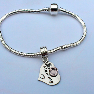 Personalized mummy bracelet - charm bracelet name charm - heart charm bracelet - gift from child - present for mum - birthday