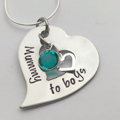 Personalized mummy necklace birthstone jewellery - Personalized jewellery - gift from kids - present for mum - mum jewellery