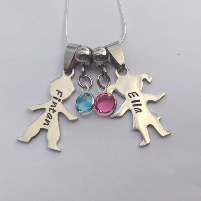 Personalized name necklace birthday present for mum - gift from children - present for mum boy girl figure