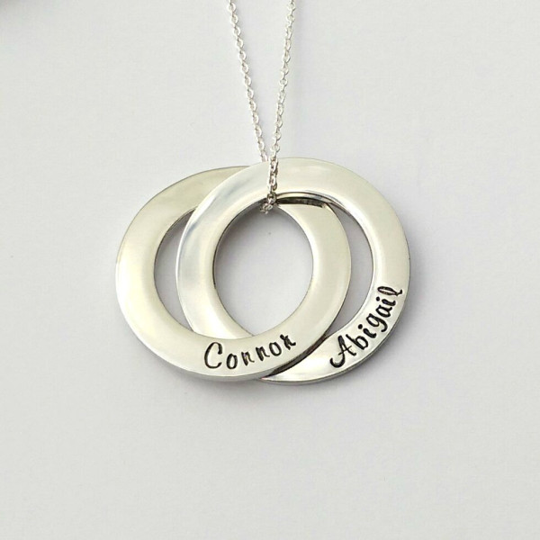 Personalized necklace interlinked interlocking intertwined linked circles - personalized - russian wedding ring necklace - name necklace