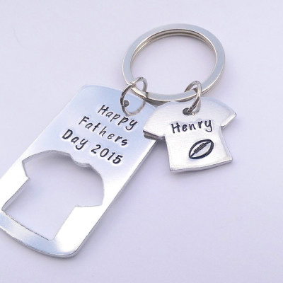 Personalized rugby gift - rugby keyring - fathers day gift - Personalized rugby shirt dad keyring
