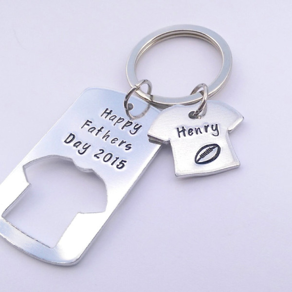 Personalized rugby gift - rugby keyring - fathers day gift - Personalized rugby shirt dad keyring