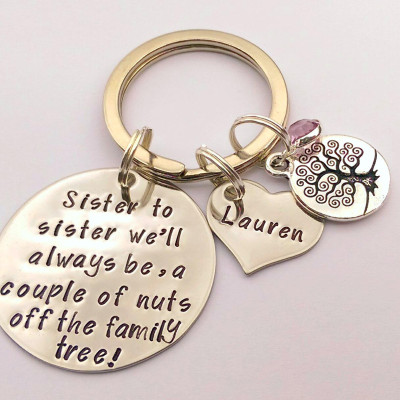 Personalized sister gift - sister keyring - sister birthday present - present for sister - gift for sister - sister in law gift - family tree