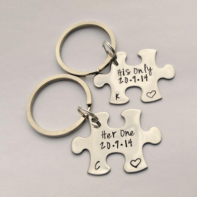 Personalized wedding gift - her one his only keyrings
