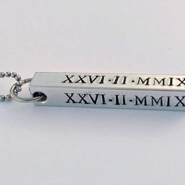 Roman numeral necklace - Personalized date necklace - roman numbers - mens personalized jewelry