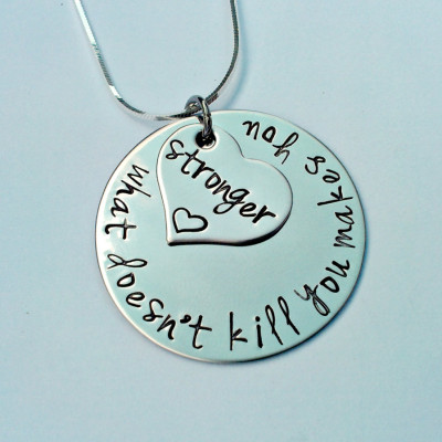 What doesn't kill you makes you stronger necklace - survivor necklace - survivor gift cancer survivor gift - strength gift