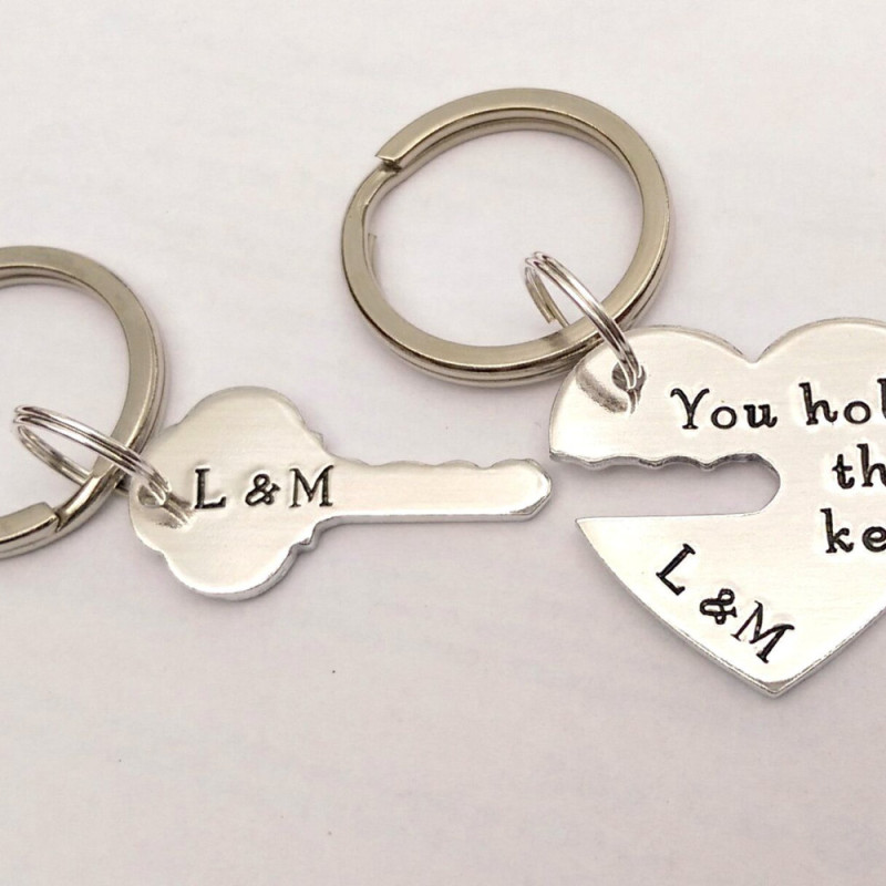 Key Ring Sentiment Personalized keyrings you hold the key to my heart - couples keychains ...