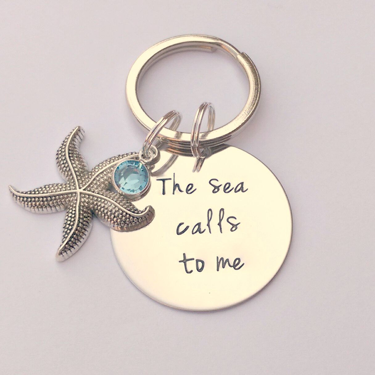 The sea calls me keyring Beach gift starfish gift vacation gift
