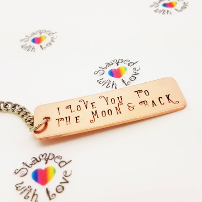 7th - 9th wedding anniversary gift - copper - love you to the moon and back - hand stamped - Personalized - hand made - gift - gift under 15 - unique