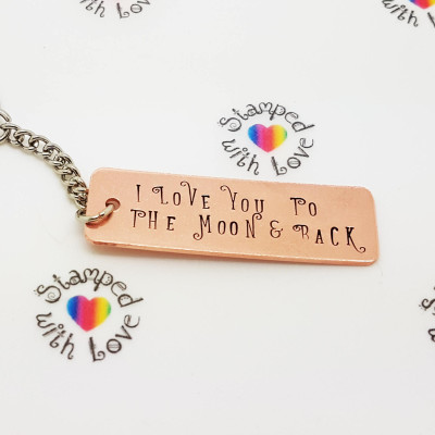 7th - 9th wedding anniversary gift - copper - love you to the moon and back - hand stamped - Personalized - hand made - gift - gift under 15 - unique