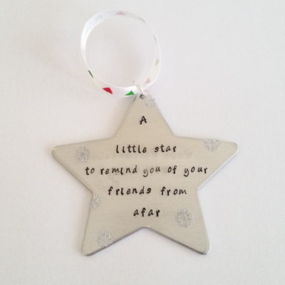 Christmas Star - first Christmas - own text - present for new home hand stamped Xmas - handmade - tree decoration - santa - Personalized