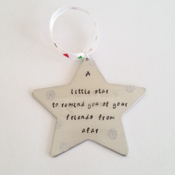 Christmas Star - first Christmas - own text - present for new home hand stamped Xmas - handmade - tree decoration - santa - Personalized