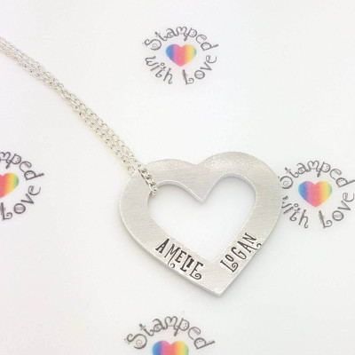 Christmas present - necklace - Personalized - Auntie - aunty birthday present - new mummy gift - heart - handmade - gift under 10 - hand stamped