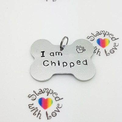 Dog Tag - Pet Tag - Cat Tag - Dog identity - ID - I am chipped - contact information - collar - rescue animal - love - horse - ferret - rabbit - bone