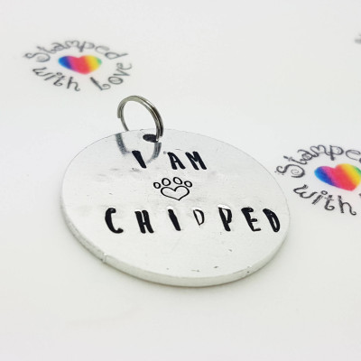 Dog Tag - Pet Tag - Cat Tag - Dog identity - ID - I am chipped - contact information - collar - rescue animal - love - horse - ferret - rabbit - disk