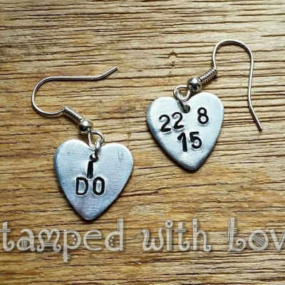 Heart Wedding Earrings - Personalized - special occasion - wedding date