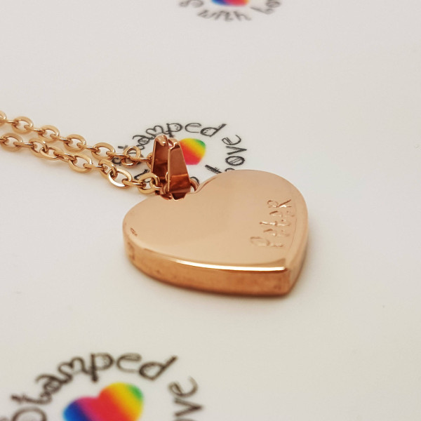 Rose Gold - Silver - heart pendant - Christmas Gift - Stocking Filler - Personalized - heavy - 17" chain - handmade - new mum - birthday present - gift