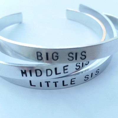 SALE Big - Middle - Little - Sister - Brother - Best Friends Bracelet - handmade - Personalized - metal - thin bracelet - birthday present - gift